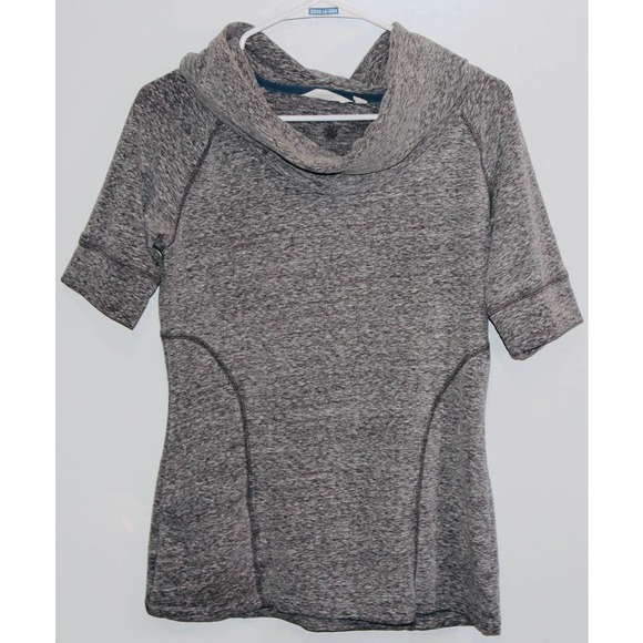 Athleta Tops - Womens Athleta Coronada Cowl Neck Top Gray Athletic Short Sleeve Shirt Sweater S